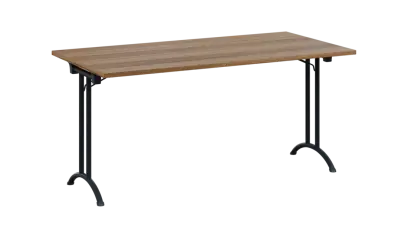 SLA 160 lak skládací jednací stůl 1600x800, deska 25 mm, podnož černý lak, deska ořech světlý